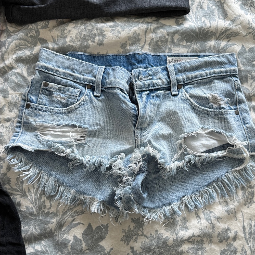 Pistola Blue Distressed Jean Shorts